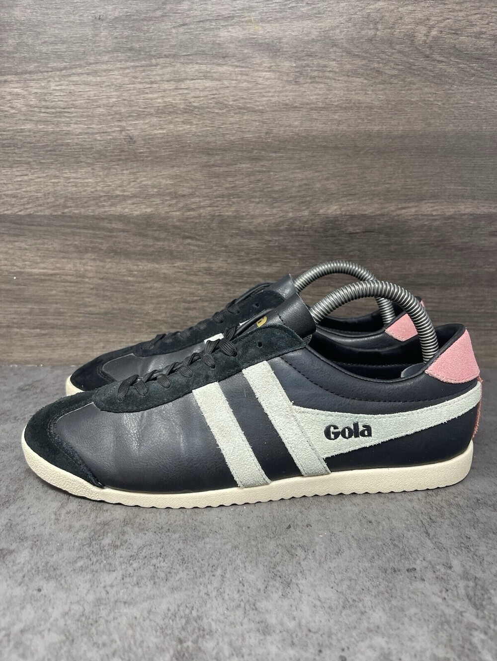 Gola Bullet Pure Mens Size 9 Black White Pink Leather Suede Retro Sneakers